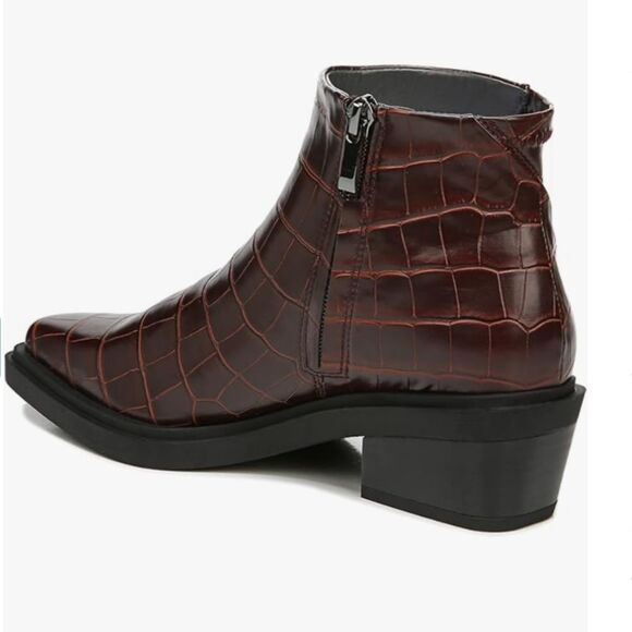 Franco Sarto Fina Croc Embossed Western Ankle Boots Mahogany Size 5 - Picture 2 of 9